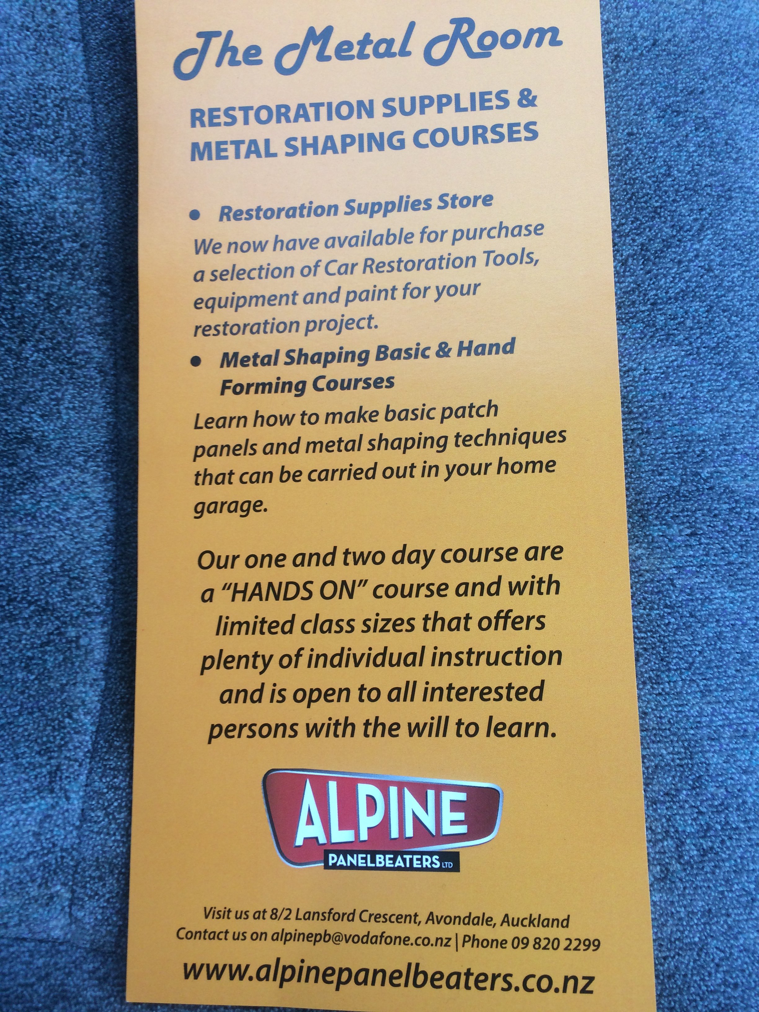 Metal Shaping Course Upper North Island Region Oldschool co nz
